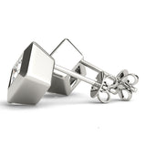 Lab-Grown Princess Cut Diamond Stud Earrings For Women, Bezel Set , D Color VVS Clarity