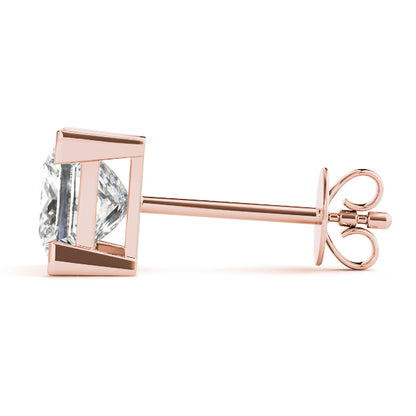 Lab-Grown Princess Cut Diamond Stud Earrings For Women, 4 Prong Basket Setting, D Color and VVS Clarity