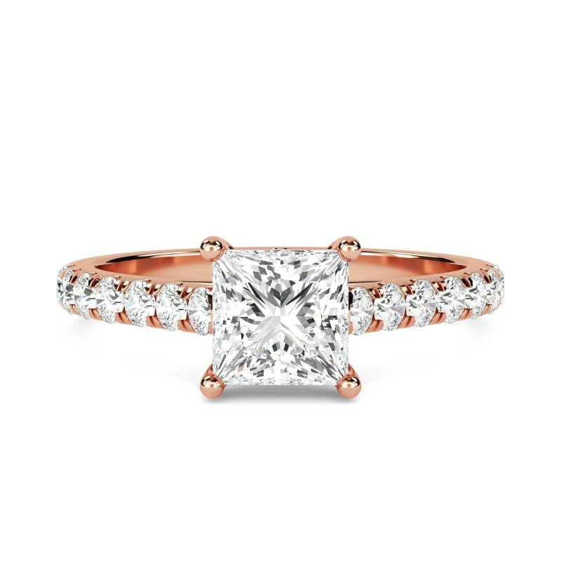 Princess Cut Natural & Lab Grown Diamond Ring Crafted in Gold and Platinum