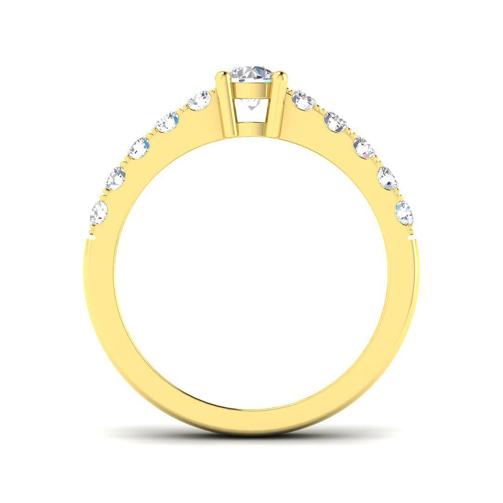 Gold ring with small diamonds on a white background