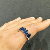 6.00Ct Natural Pear Cut Royal Blue Sapphire 5-Stone Gemstone Ring 14K White Gold