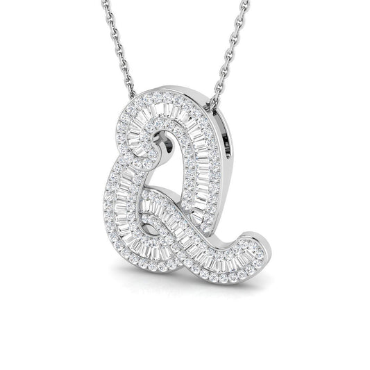 Paved Script Initial Diamond Pendant Without Chain | Lab Grown & Natural Diamonds