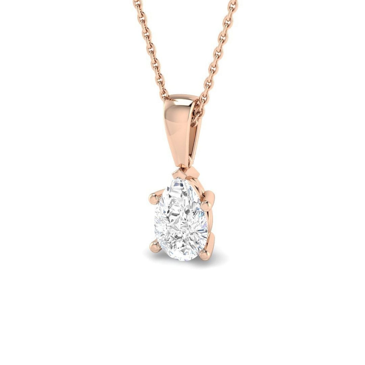 Elegant Pear Shape Diamond Necklace – 18K Rose Gold Handmade in UK