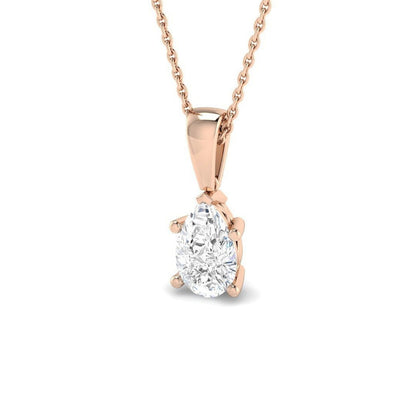 Elegant Pear Shape Diamond Necklace – 18K Rose Gold Handmade in UK