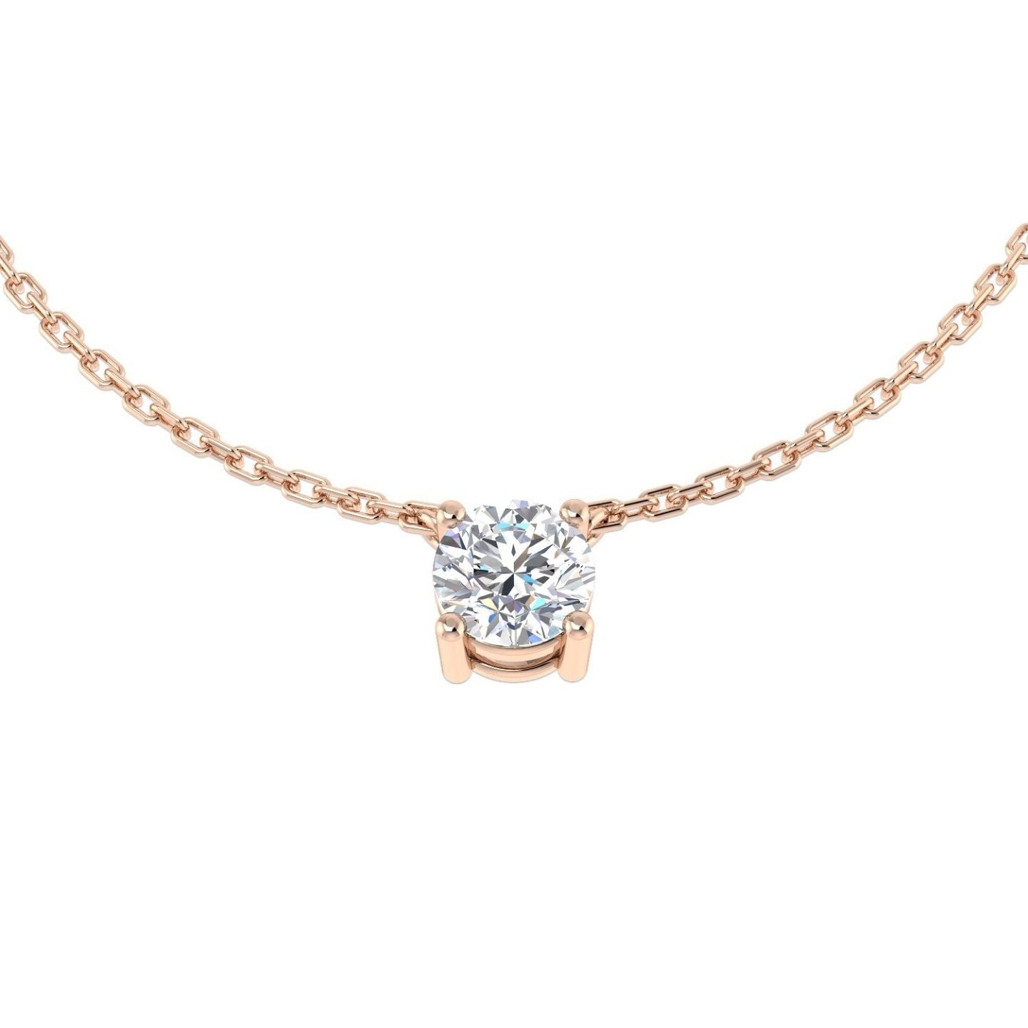 Elegant Claw Set Diamond Pendant Necklace – 18K Rose Gold Handmade in UK