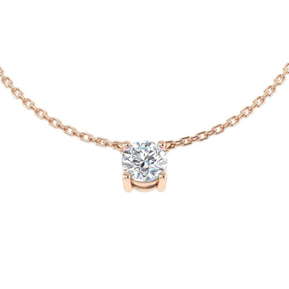 Elegant Claw Set Diamond Pendant Necklace – 18K Rose Gold Handmade in UK