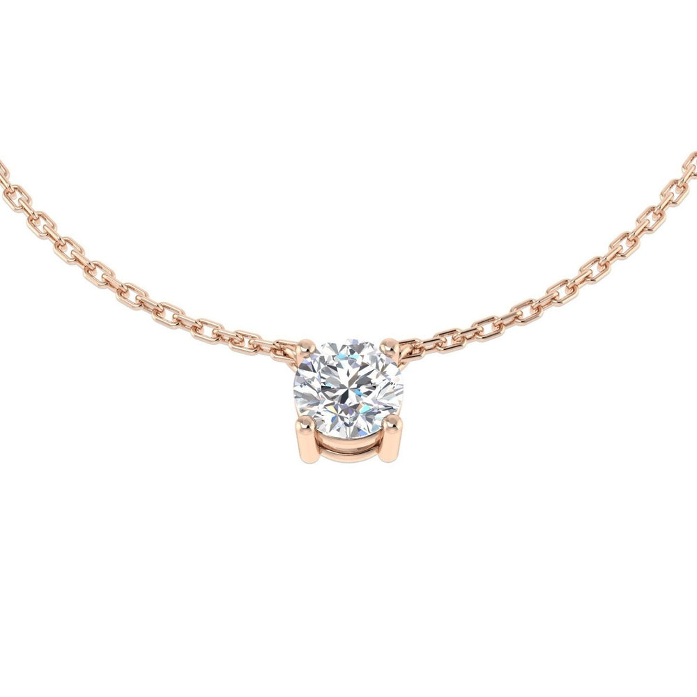 Elegant Claw Set Diamond Pendant Necklace – 18K Rose Gold Handmade in UK