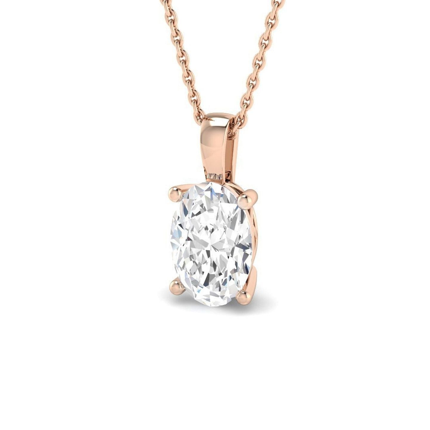 Lab Grown Oval Diamond Necklace | Solitaire Pendant | UK Made Gold & Platinum