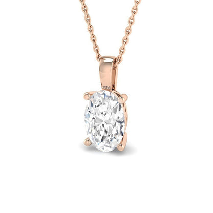 Lab Grown Oval Diamond Necklace | Solitaire Pendant | UK Made Gold & Platinum