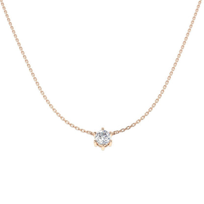 Elegant Six Claw Diamond Necklace – 18K Rose Gold Handmade in UK