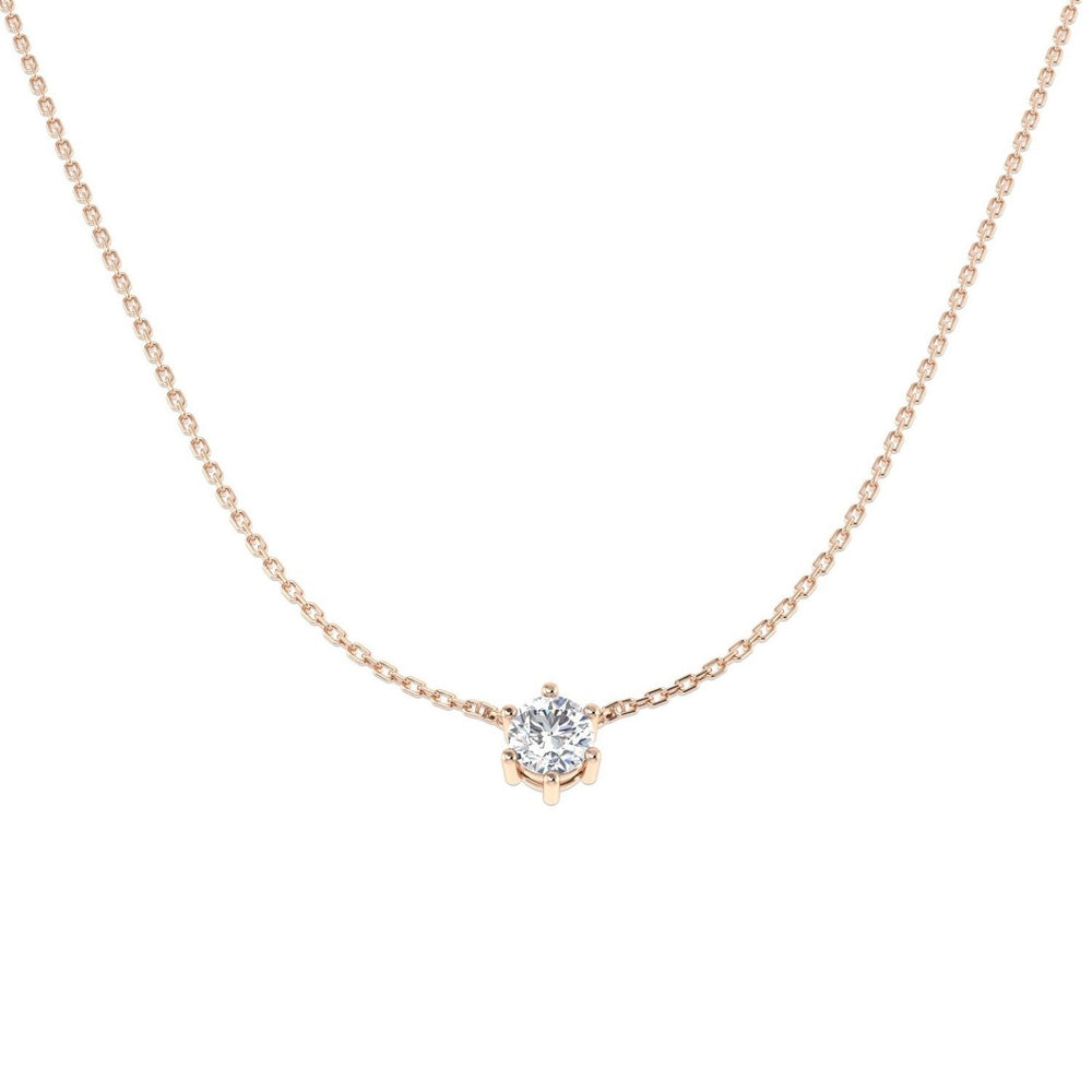 Elegant Six Claw Diamond Necklace – 18K Rose Gold Handmade in UK