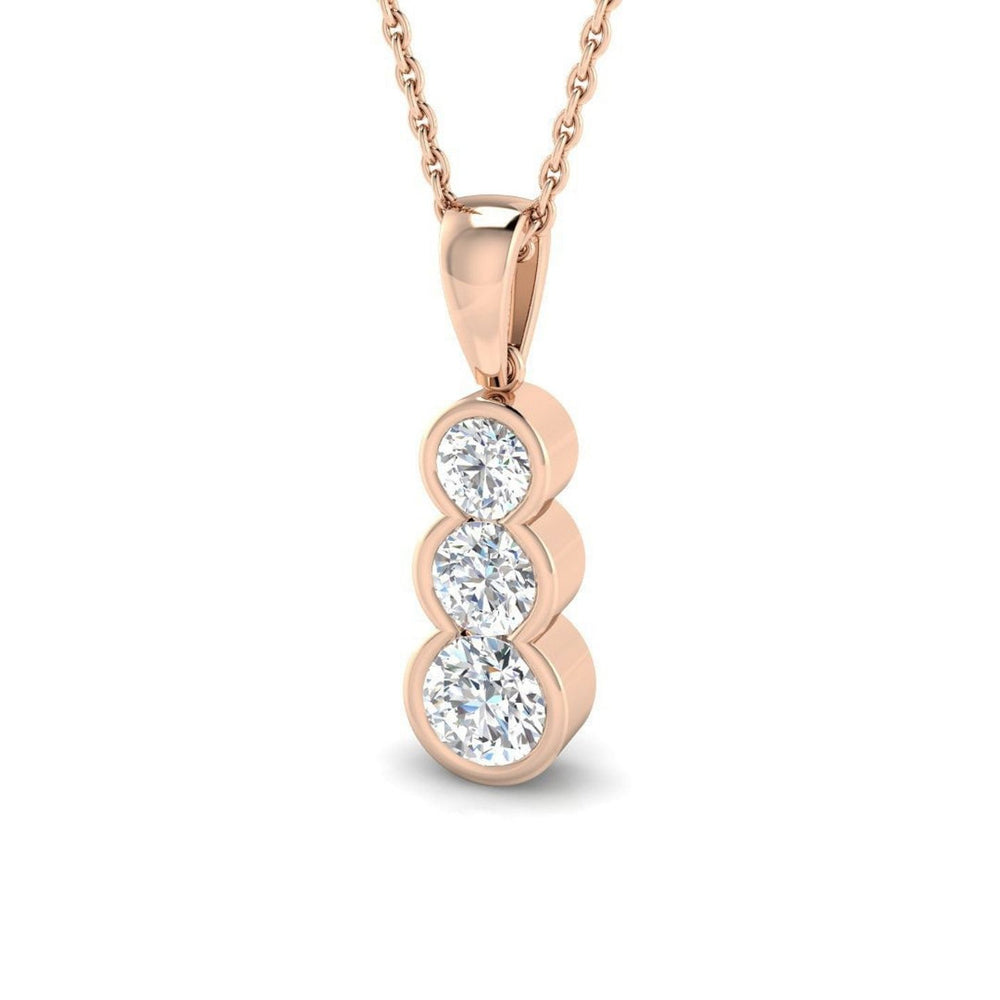 Elegant Round Diamond Drop Necklace Pendant – 18K Rose Gold Handmade in UK