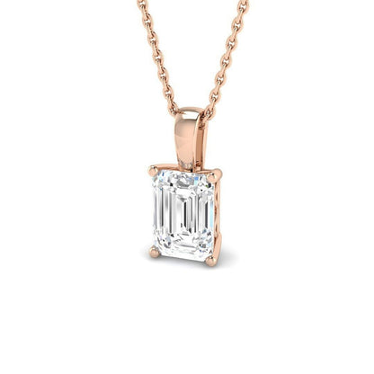 Elegant Emerald Cut Diamond Necklace – 18K Rose Gold Handmade in UK