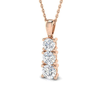 Elegant Round Diamond Drop Necklace – 4 Claw Set 18K Rose Gold Handmade in UK