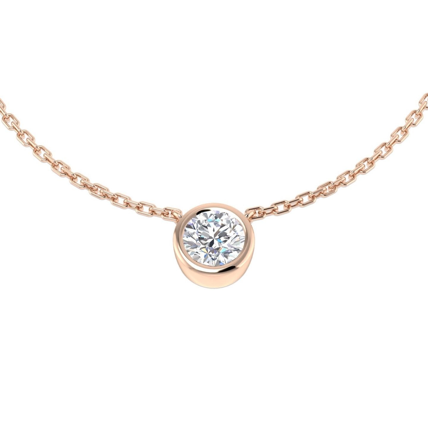 Lab Grown Round Diamond Solitaire Pendant | UK Made Gold & Platinum | Bezel Set