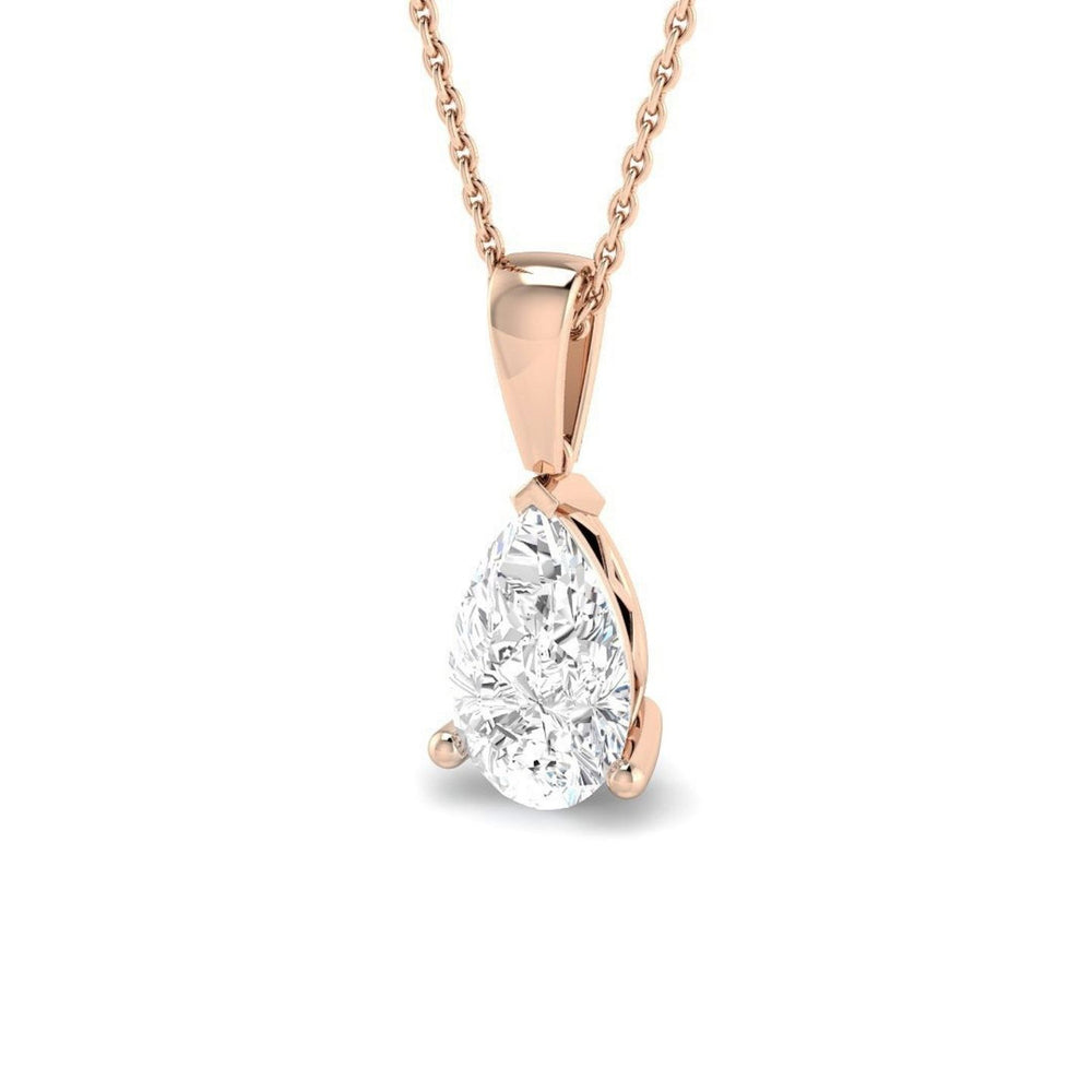 Elegant Pear Shape Diamond Necklace – 18K Rose Gold Handmade in UK