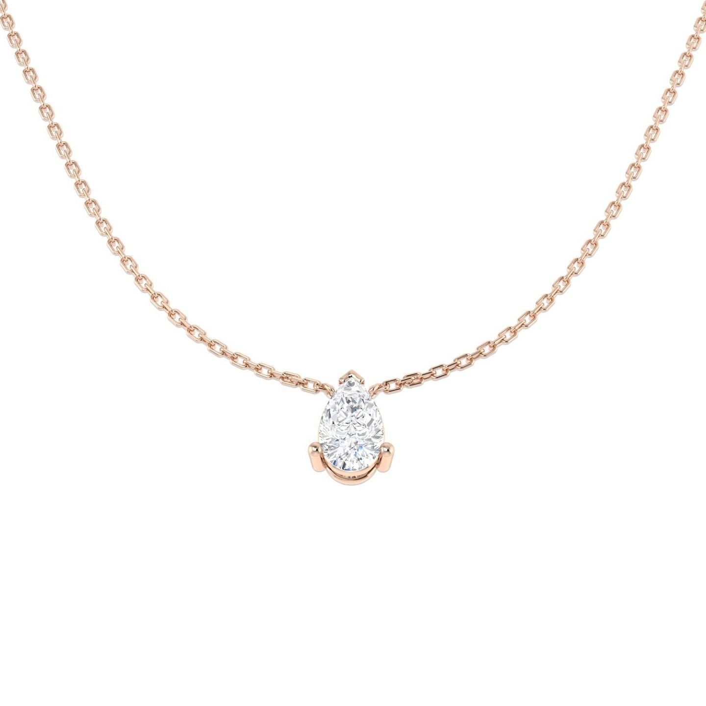 Lab Grown Pear Diamond Necklace | Solitaire Pendant | UK Hallmarked Gold