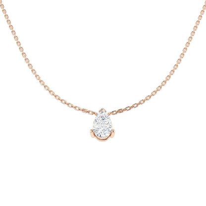 Lab Grown Pear Diamond Necklace | Solitaire Pendant | UK Hallmarked Gold