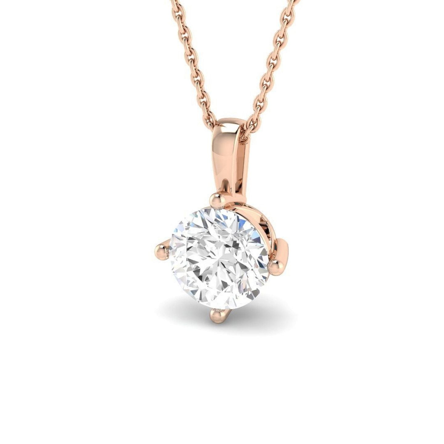 Lab Grown Round Cut Diamond Pendant | Brilliant Cut Solitaire Necklace | UK Hallmarked Gold & Platinum