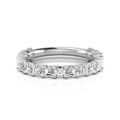 Sleek Full Asscher Diamond Gold Half Eternity Ring in Gold & Platinum