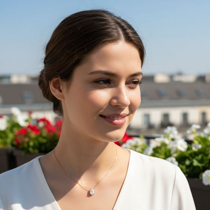 Lab Grown Pear Diamond Necklace | Solitaire Pendant | UK Hallmarked Gold