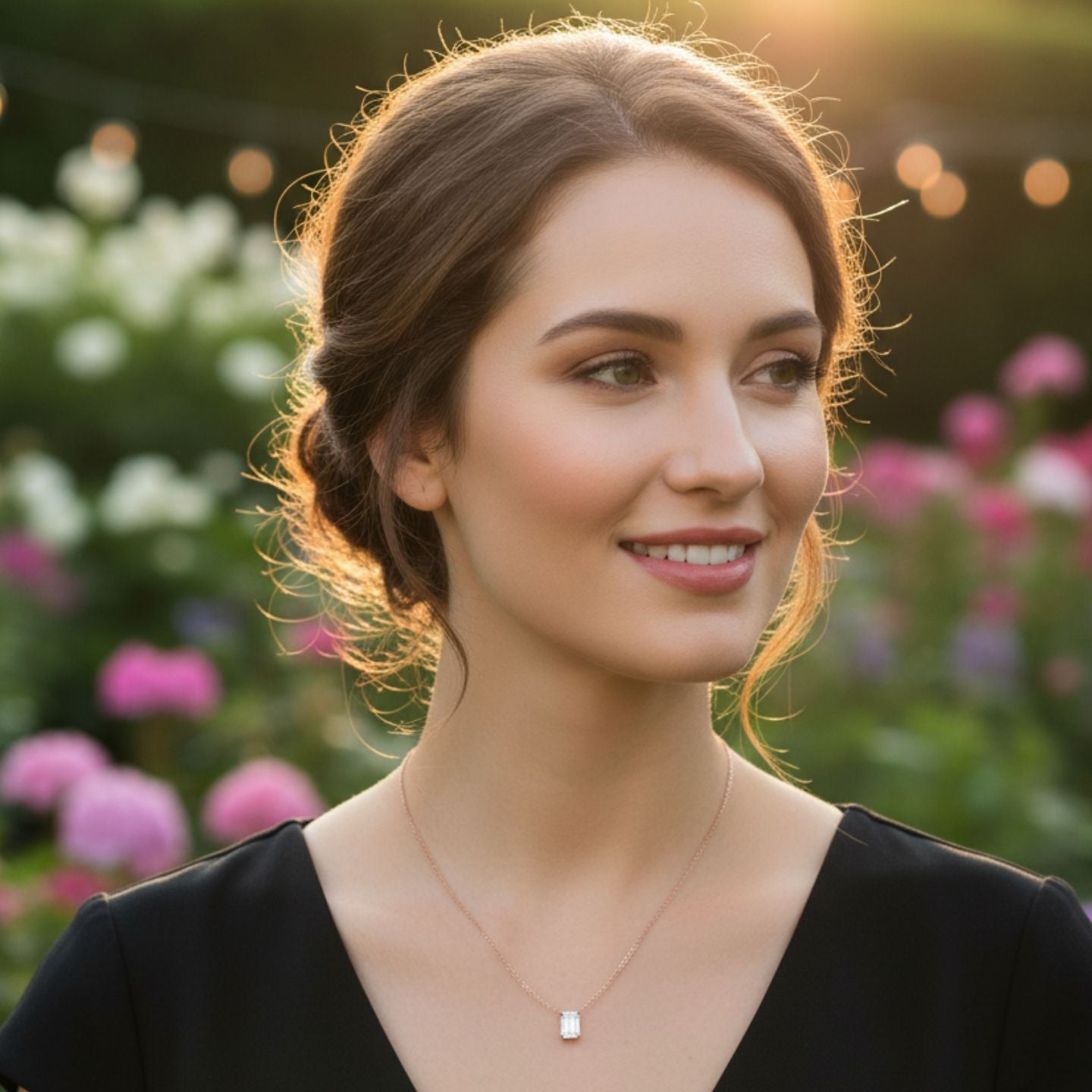 Lab Grown Emerald Cut Diamond Necklace | Solitaire Pendant | UK Hallmarked