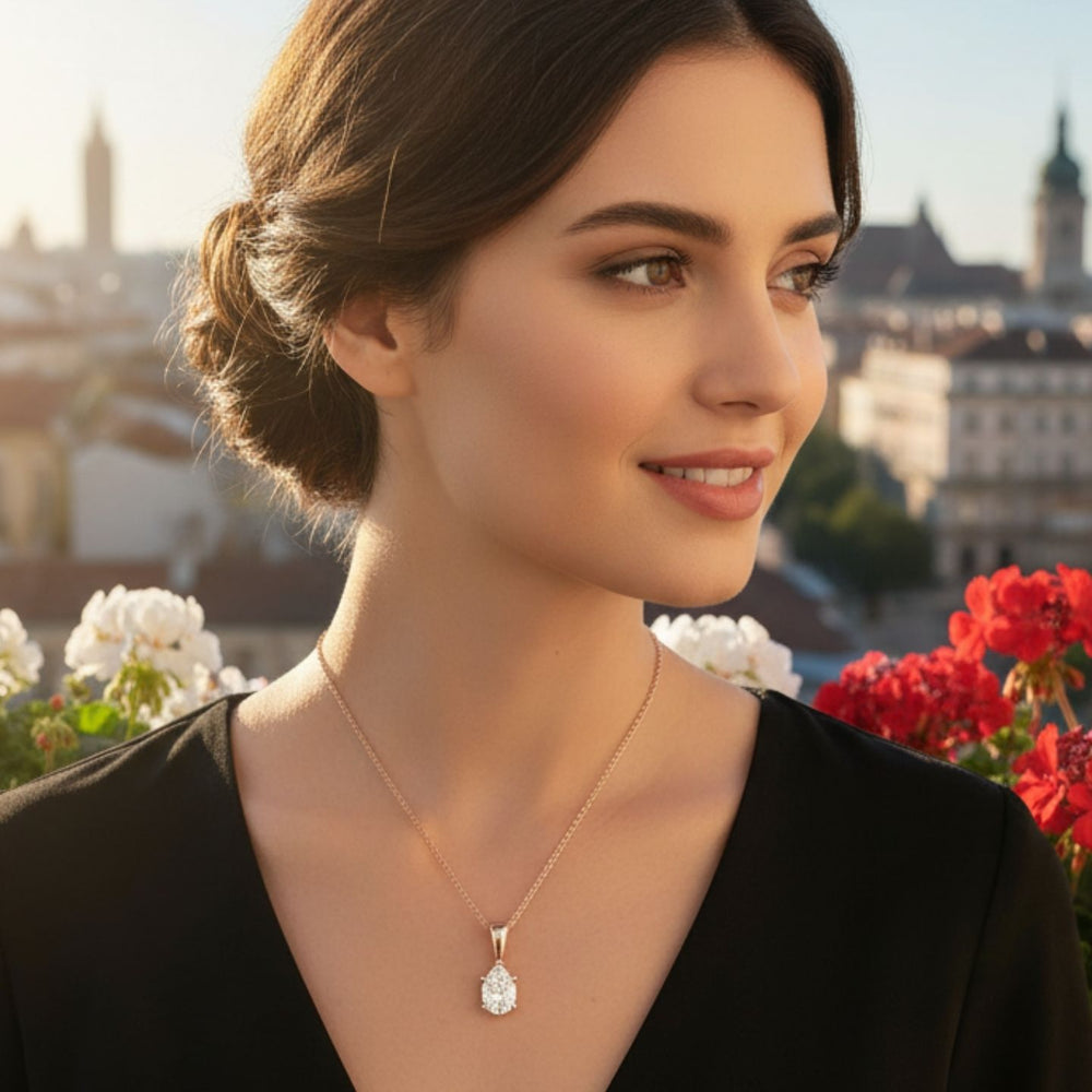 Handcrafted Pear Shape Diamond Necklace – Ethical Lab Grown Jewellery UK