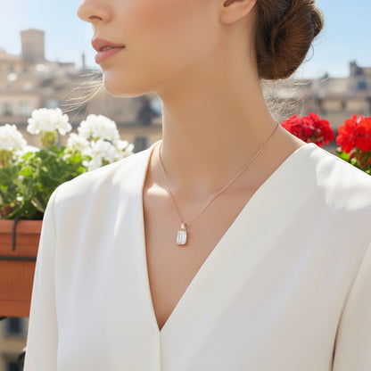 FineDiam Emerald Cut Diamond Necklace – UK Hallmarked Gold & Platinum Design