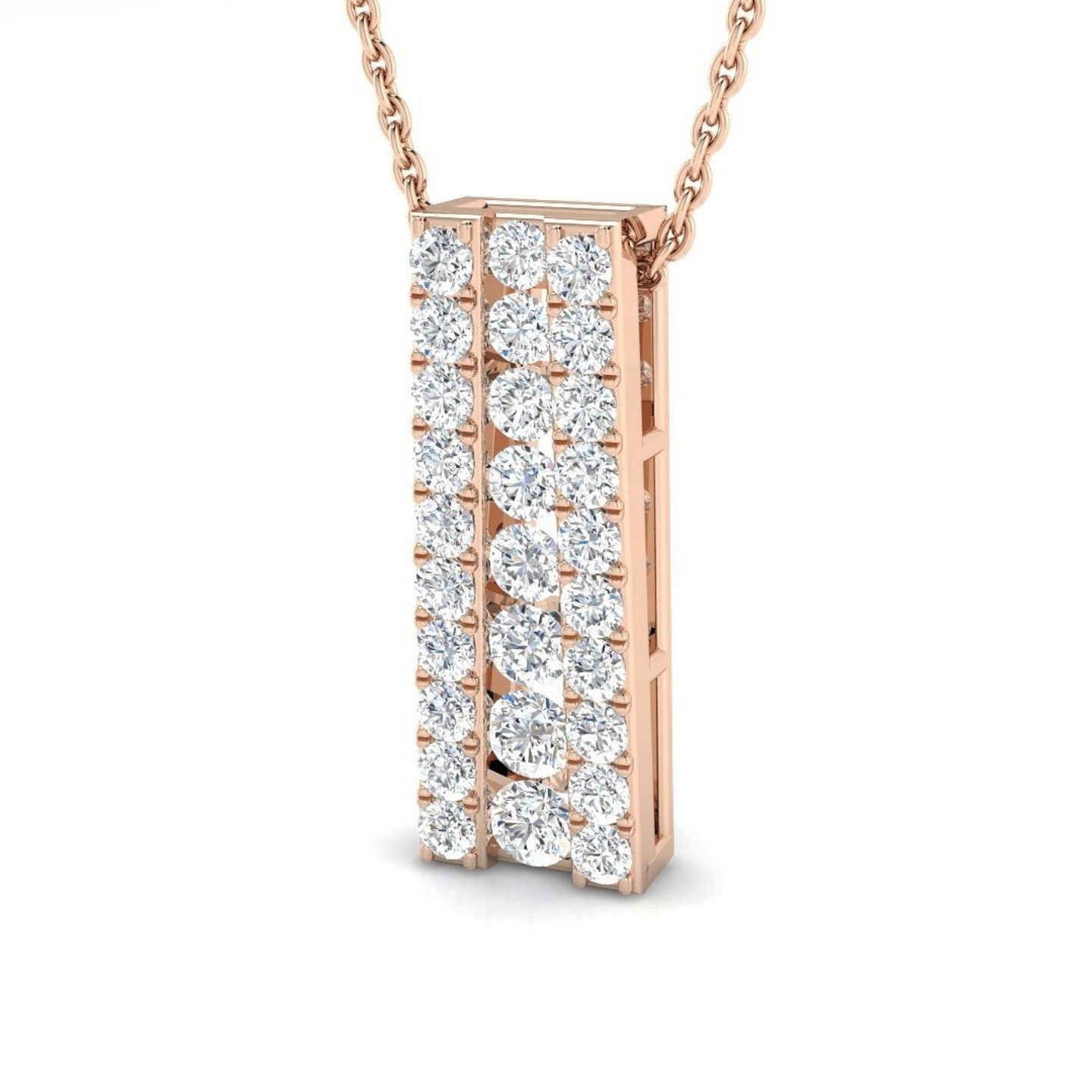 Lab Grown Round Diamond Bar Pendant Necklace | UK Made Gold & Platinum | UK Hallmarked