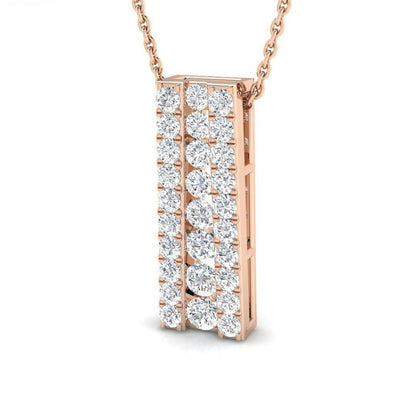 Lab Grown Round Diamond Bar Pendant Necklace | UK Made Gold & Platinum | UK Hallmarked
