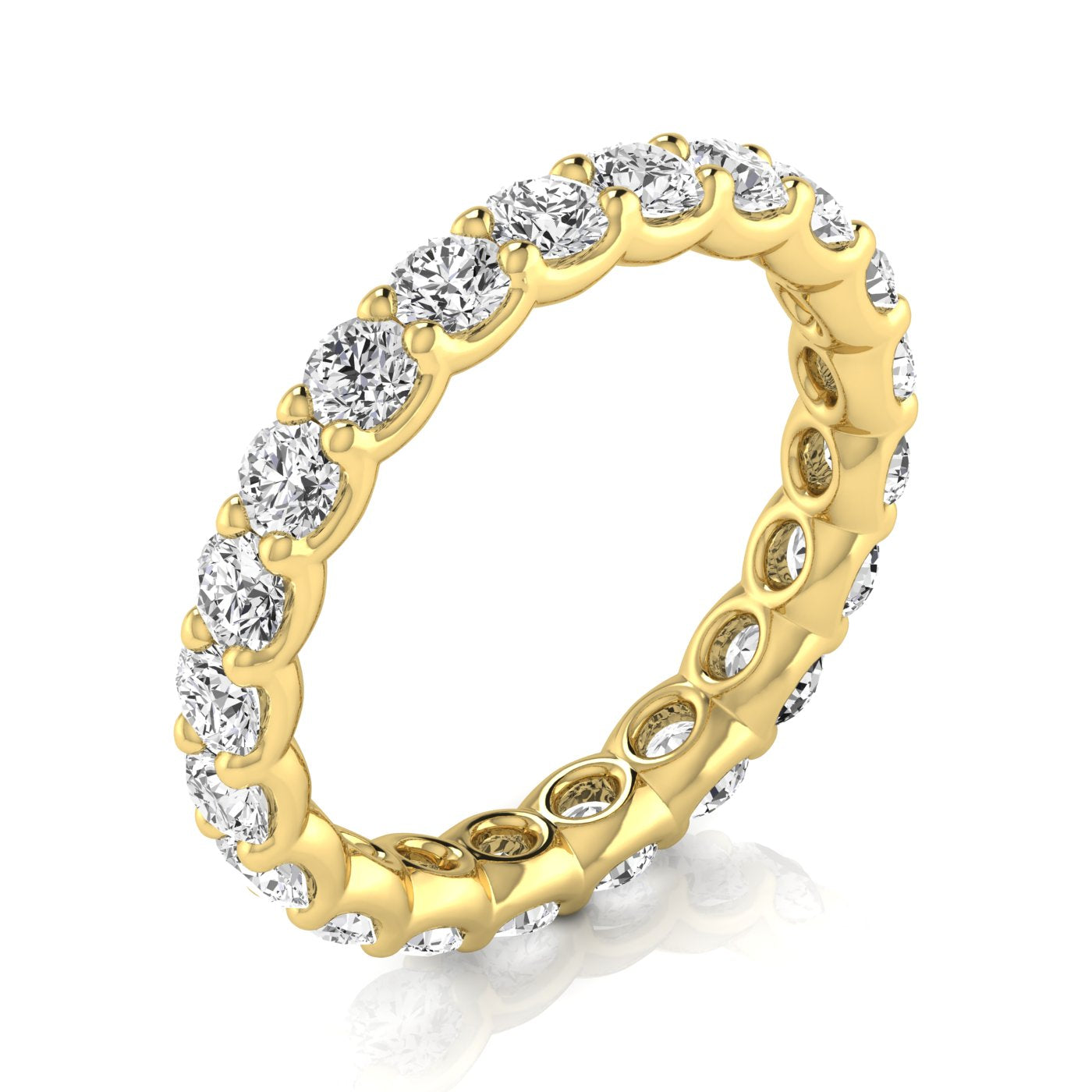 Lab-Grown Round Cut Diamond Four Prong Claw Set Full Eternity Wedding Ring