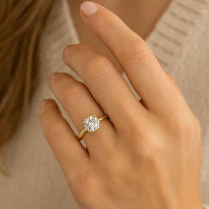 IGI Lab-Grown Cushion Diamond 4 Prong Solitaire Engagement Ring, D Color VVS Clarity