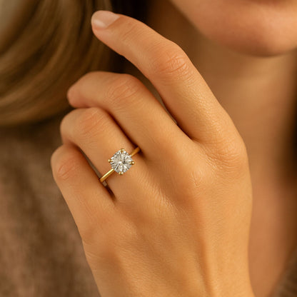 IGI Lab-Grown Cushion Diamond Double 4 Prong Solitaire Engagement Ring, D Color VVS Clarity