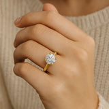 D-VVS Solitaire Round Cut Lab Grown Diamond Knife Edge Wedding Ring for Bride