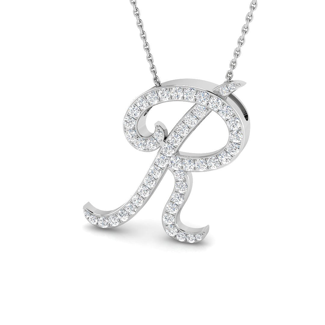 Diamond Script Initial  Pendant Necklace