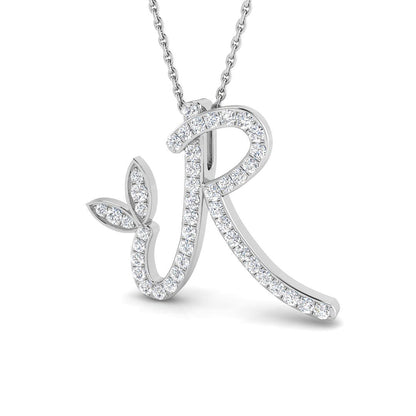 Gold Butterfly Initial Pendant Necklace with Diamonds