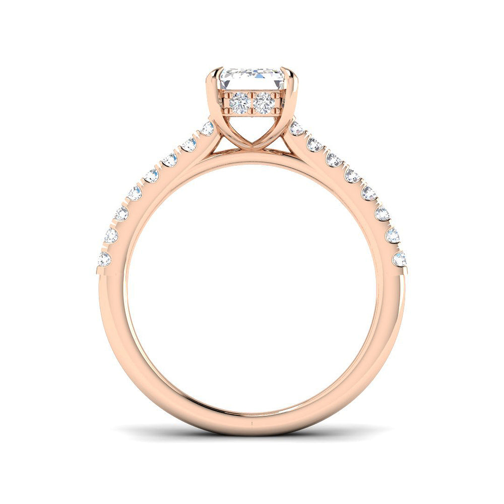 Rose Gold Radiant Cut Diamond Engagement Ring with Side Stones
