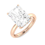Radiant Cut Solitaire Engagement Ring in Rose Gold with Rectangular Diamond
