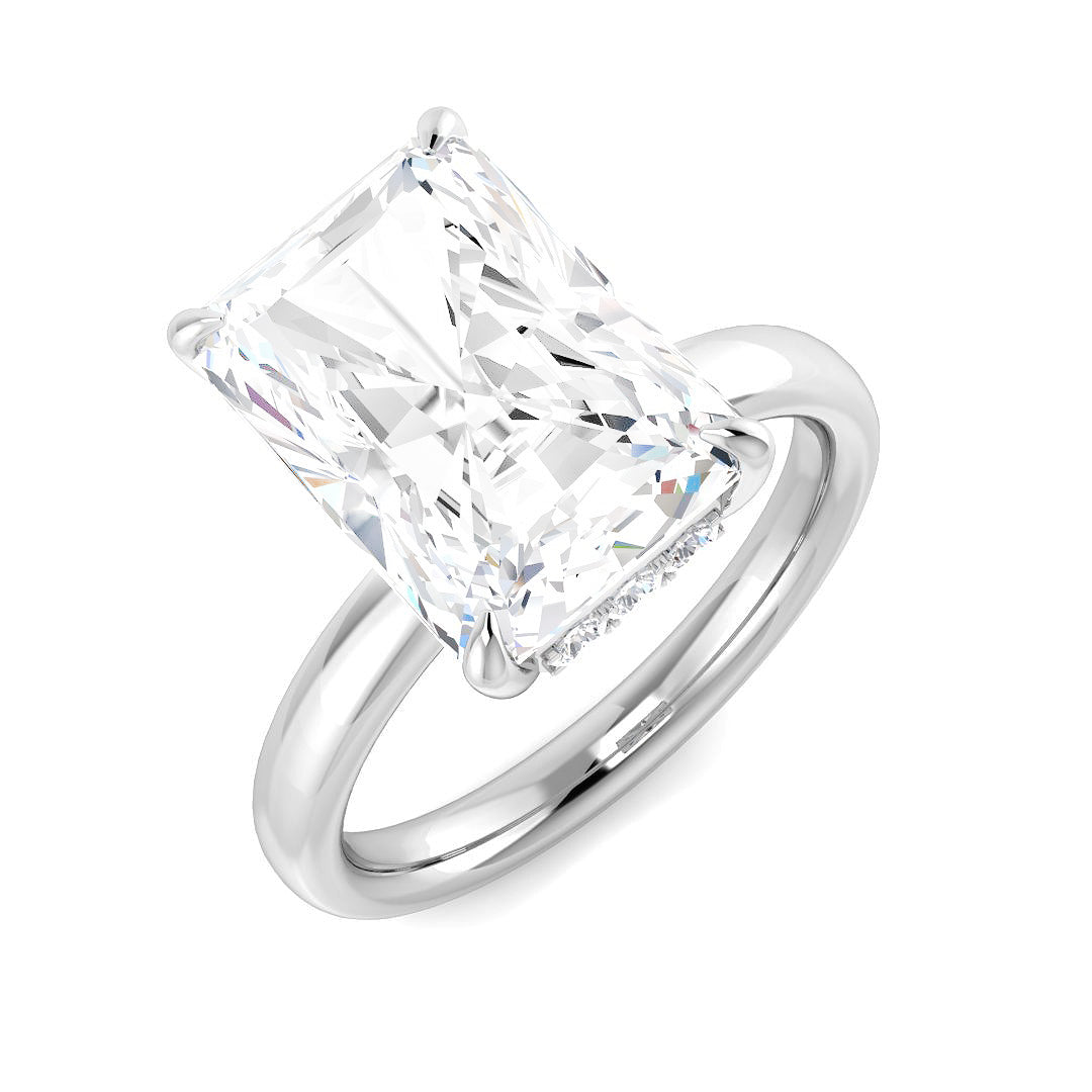 Radiant Cut Solitaire Engagement Ring in White Gold with Rectangular Diamond