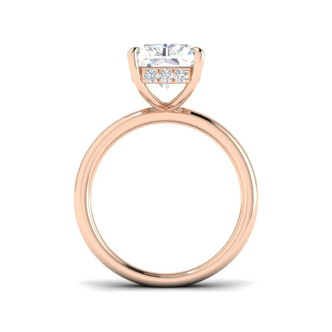 Radiant Cut Solitaire Engagement Ring in Rose Gold with Rectangular Diamond
