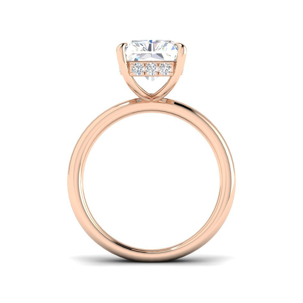 Radiant Cut Solitaire Engagement Ring in Rose Gold with Rectangular Diamond