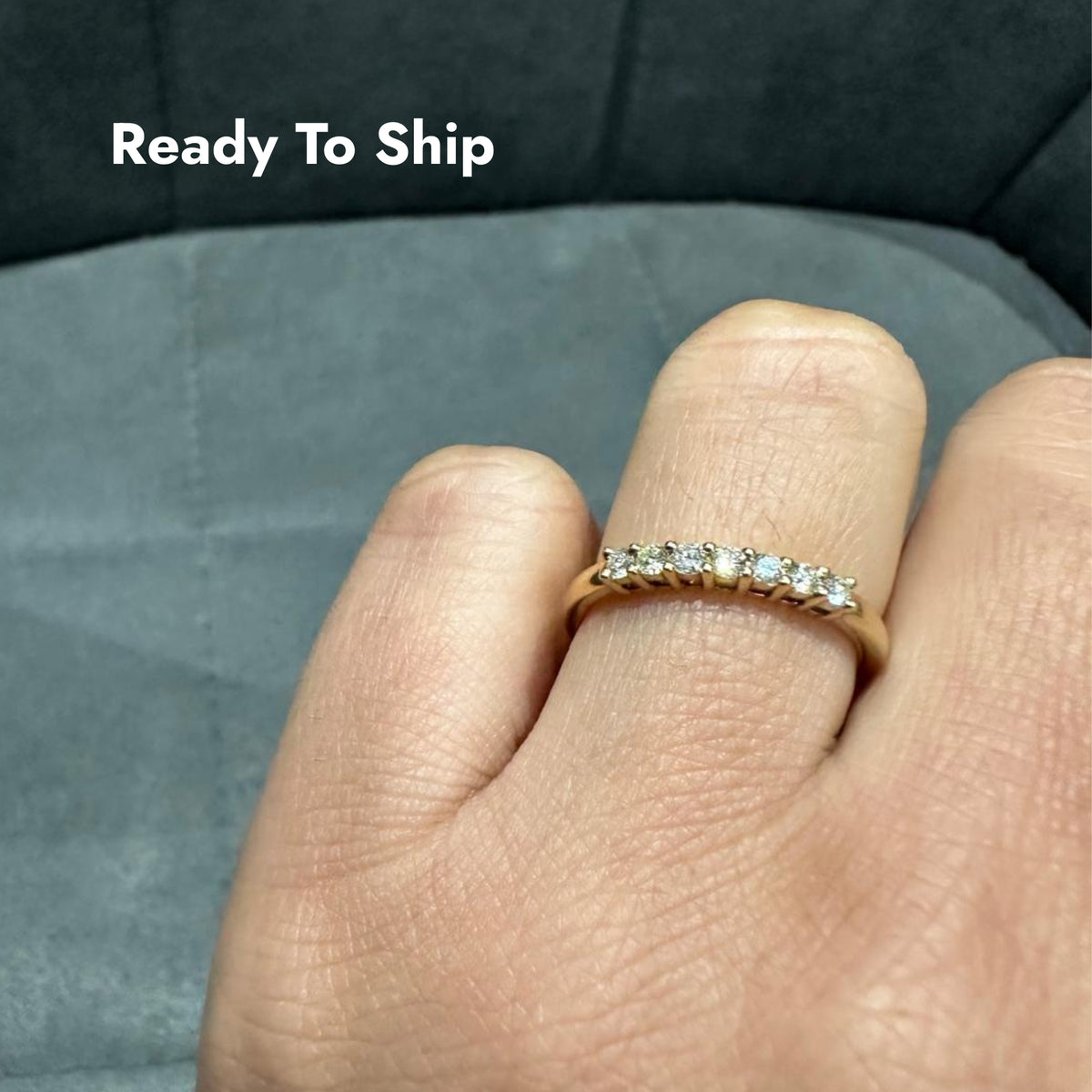 Natural Diamond Prong Set 7 Stone Ring in 9KT Yellow Gold for Women