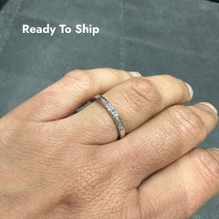 18K White Gold Channel Set Half Eternity Ring in Round Natural Diamond