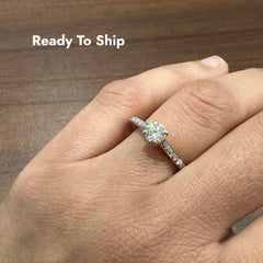 Solitaire Round Cut Moissanite Halo Engagement Ring in 9K Yellow Gold