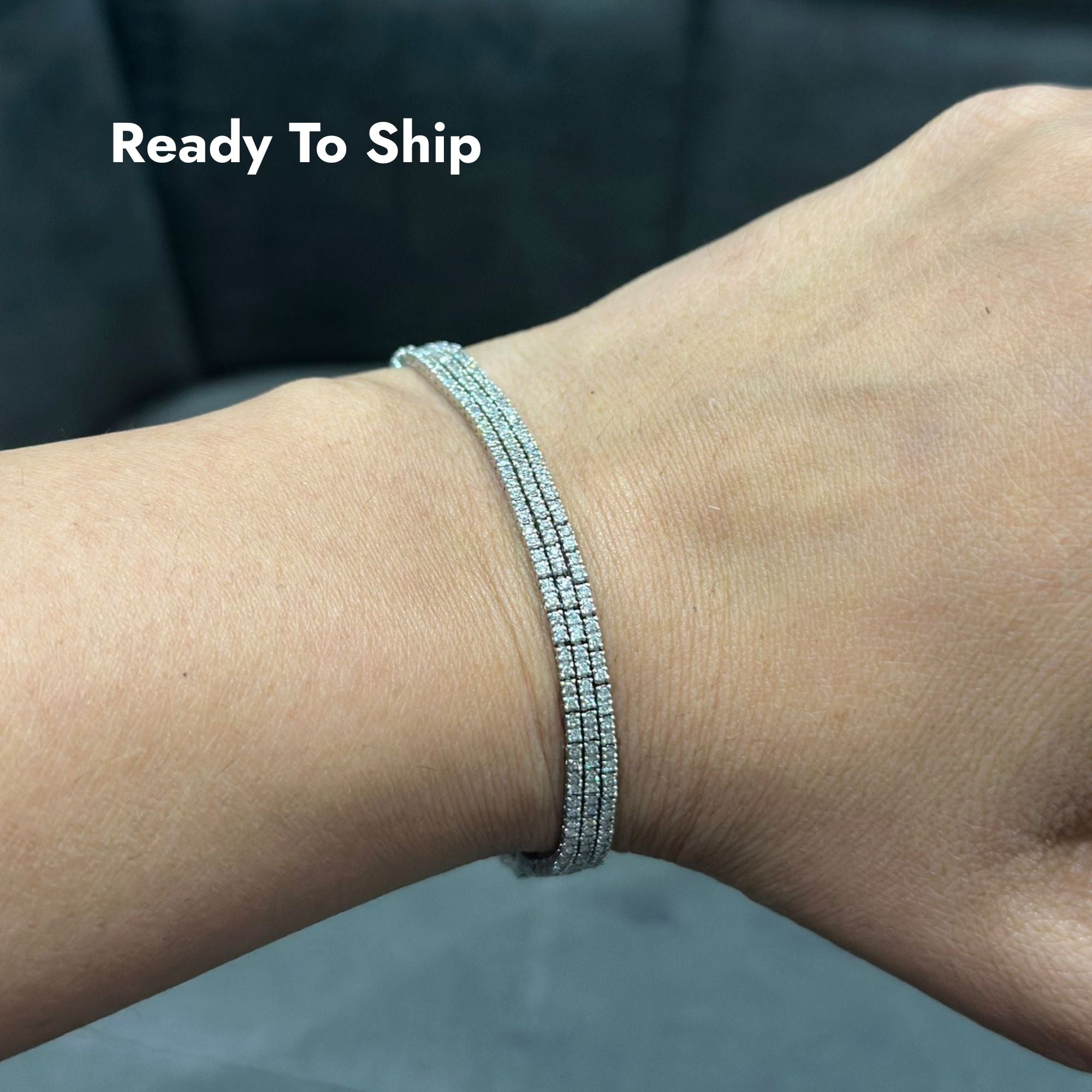 Tennisarmband mit dreireihigem 3,00-Karat-Diamanten in 14-karätigem Weißgold