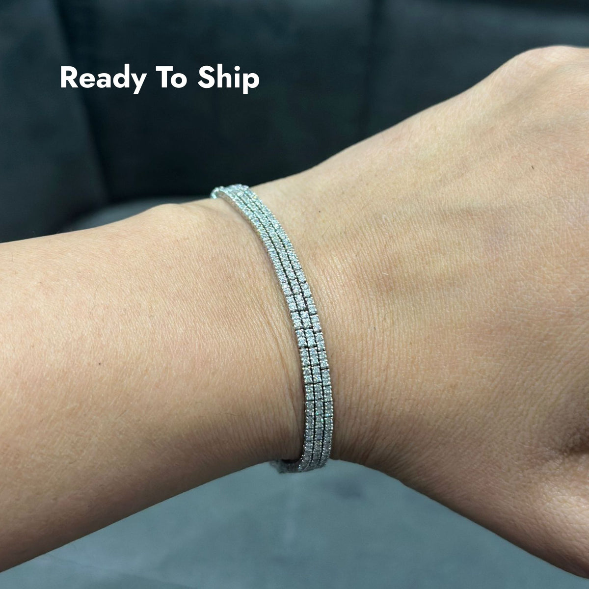 Tennisarmband mit dreireihigem 3,00-Karat-Diamanten in 14-karätigem Weißgold