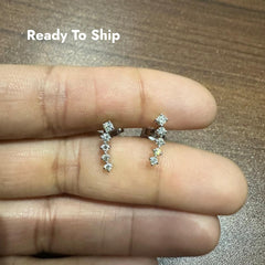 0.50 Carat Round Natural Diamond Bar Set Stud Earrings in 9K White Gold