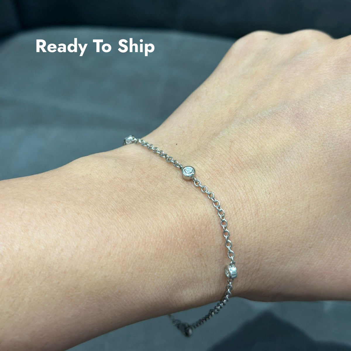 Bracelet en argent sterling 925 serti clos de diamants de laboratoire ronds