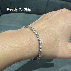 925 Sterling Silver 2.00 Carat Lab Grown Diamond Tennis Bracelet in Bezel Set