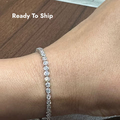 2.0Ct Lab Grown Diamond Round Cut Bezel Set Diamond Tennis Bracelet in 9K White Gold